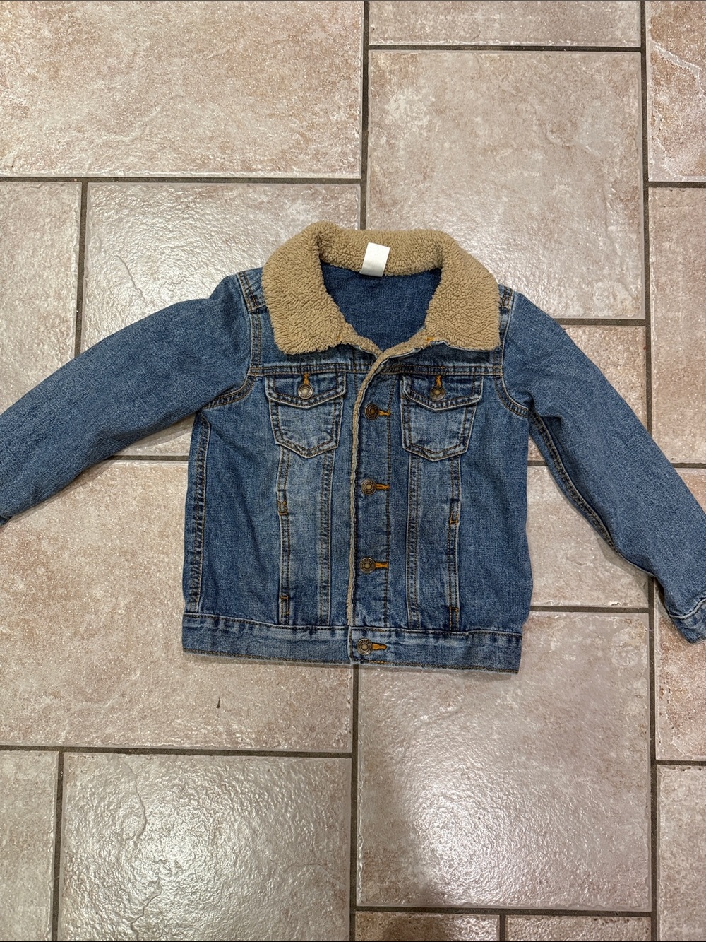 Carters Kids Blue Denim Jacket with Sherpa Collar—  size 6
